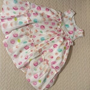 Pippa & Julie Polka Dot Kids Dress - Pink, Green, Orange